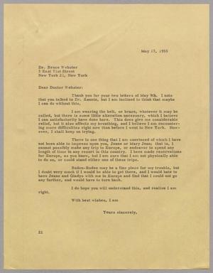 Primary view of object titled '[Letter from Daniel W. Kempner, May 17, 1955]'.
