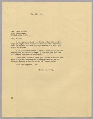 Primary view of object titled '[Letter from Daniel W. Kempner to Mr. Ernst Freund, July 12, 1956]'.
