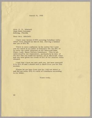 Primary view of object titled '[Letter from Daniel W. Kempner to Mrs. O. W. Mitchell, March 10, 1956]'.