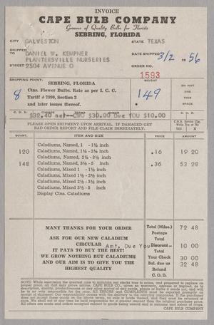 Primary view of object titled '[Invoice for Caladiums, March 1956]'.