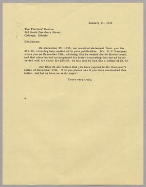 Primary view of object titled '[Letter from Arthur M. Alpert to The Florists' Review, January 11, 1956]'.