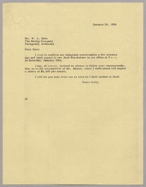 Primary view of object titled '[Letter from Daniel W. Kempner to William L. Gatz, January 26, 1956]'.