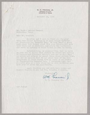 Primary view of object titled '[Letter from W. H. Francis to Daniel W. Kempner, November 21, 1951]'.