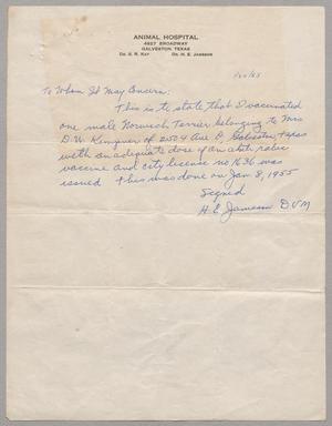 Primary view of object titled '[Letter from Dr. Henry E. Jameson, January 24, 1955]'.
