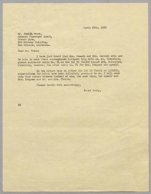 Primary view of object titled '[Letter from Daniel W. Kempner to Jean E. Vesco, April 25, 1950]'.