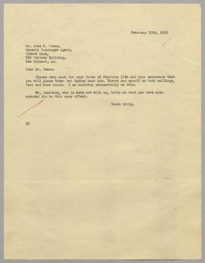 Primary view of object titled '[Letter from Daniel W. Kempner to Jean E. Vesco, February 20, 1950]'.