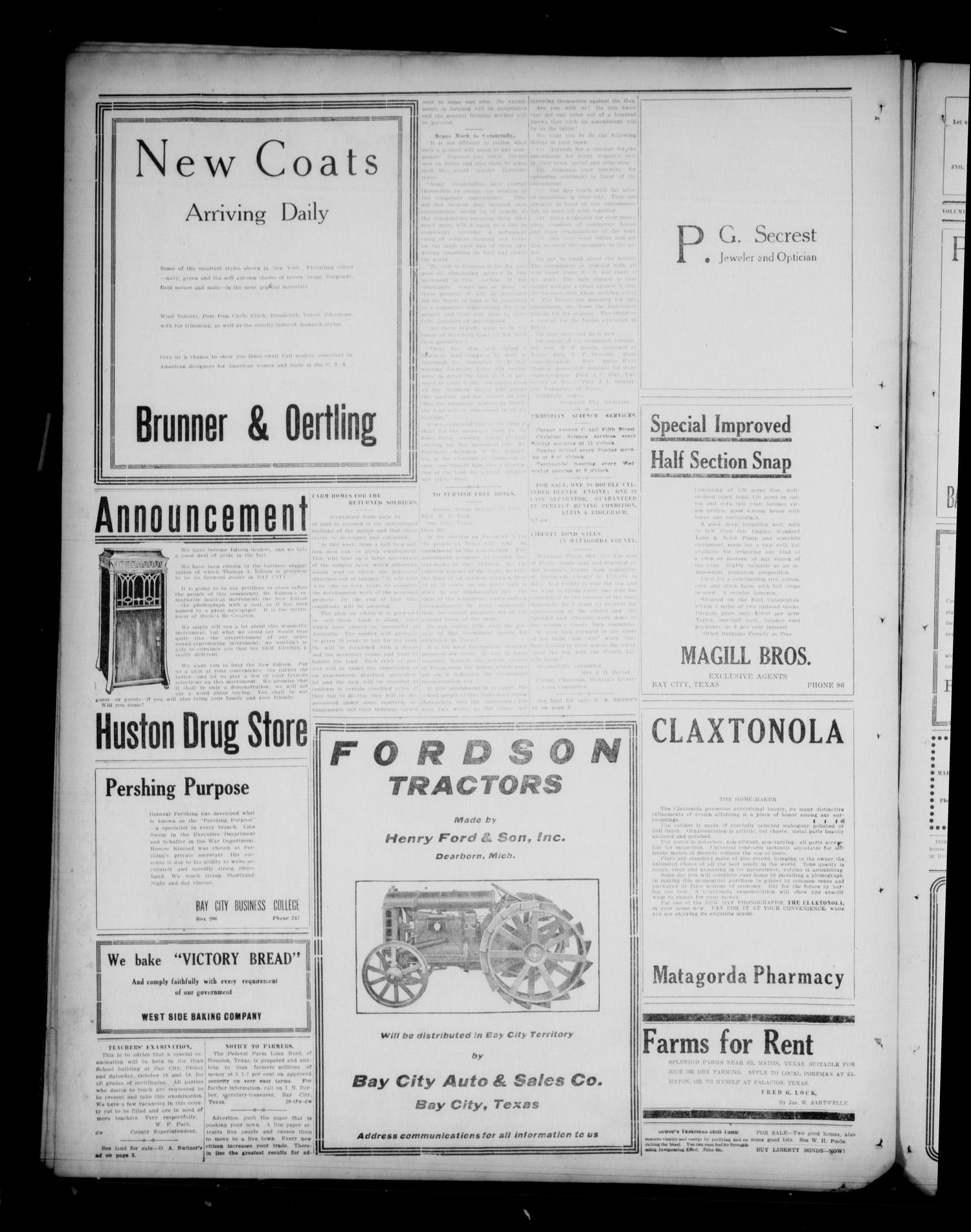 The Daily Tribune (Bay City, Tex.), Vol. 13, No. 296, Ed. 1 Thursday, October 24, 1918
                                                
                                                    [Sequence #]: 4 of 4
                                                