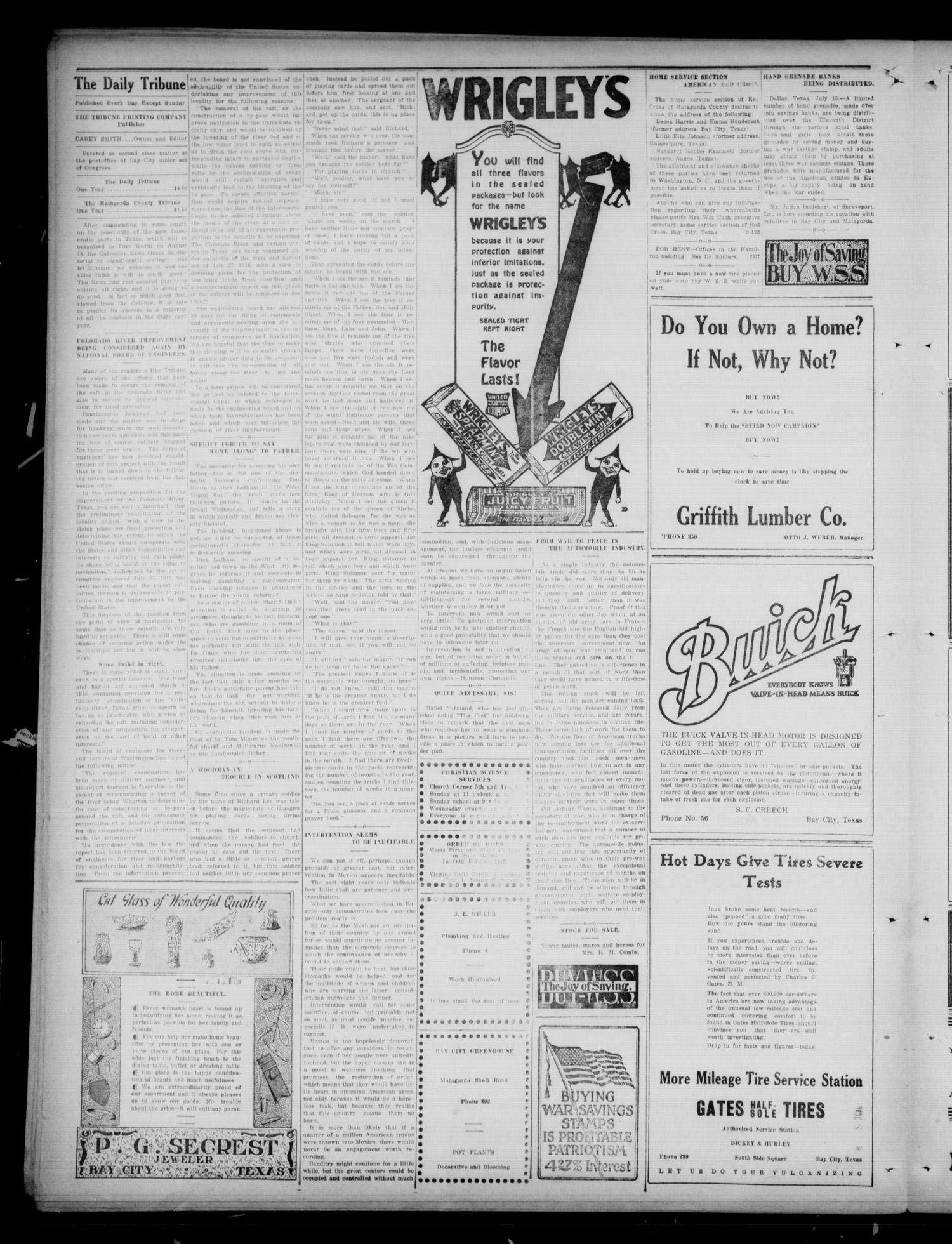 The Daily Tribune (Bay City, Tex.), Vol. 14, No. 210, Ed. 1 Tuesday, July 29, 1919
                                                
                                                    [Sequence #]: 2 of 4
                                                
