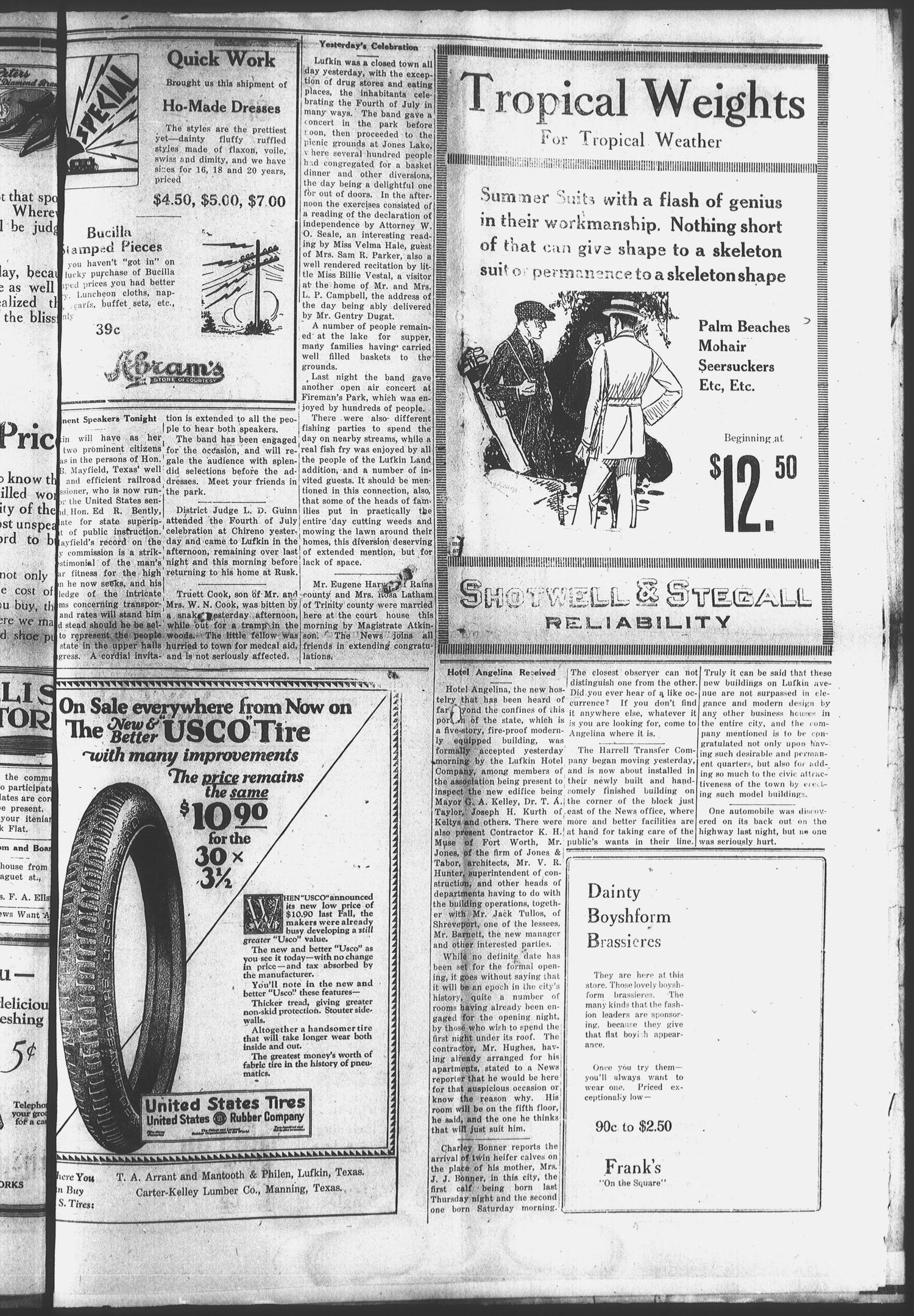 Lufkin Daily News (Lufkin, Tex.), Vol. 7, No. 208, Ed. 1 Wednesday, July 5, 1922
                                                
                                                    [Sequence #]: 3 of 4
                                                