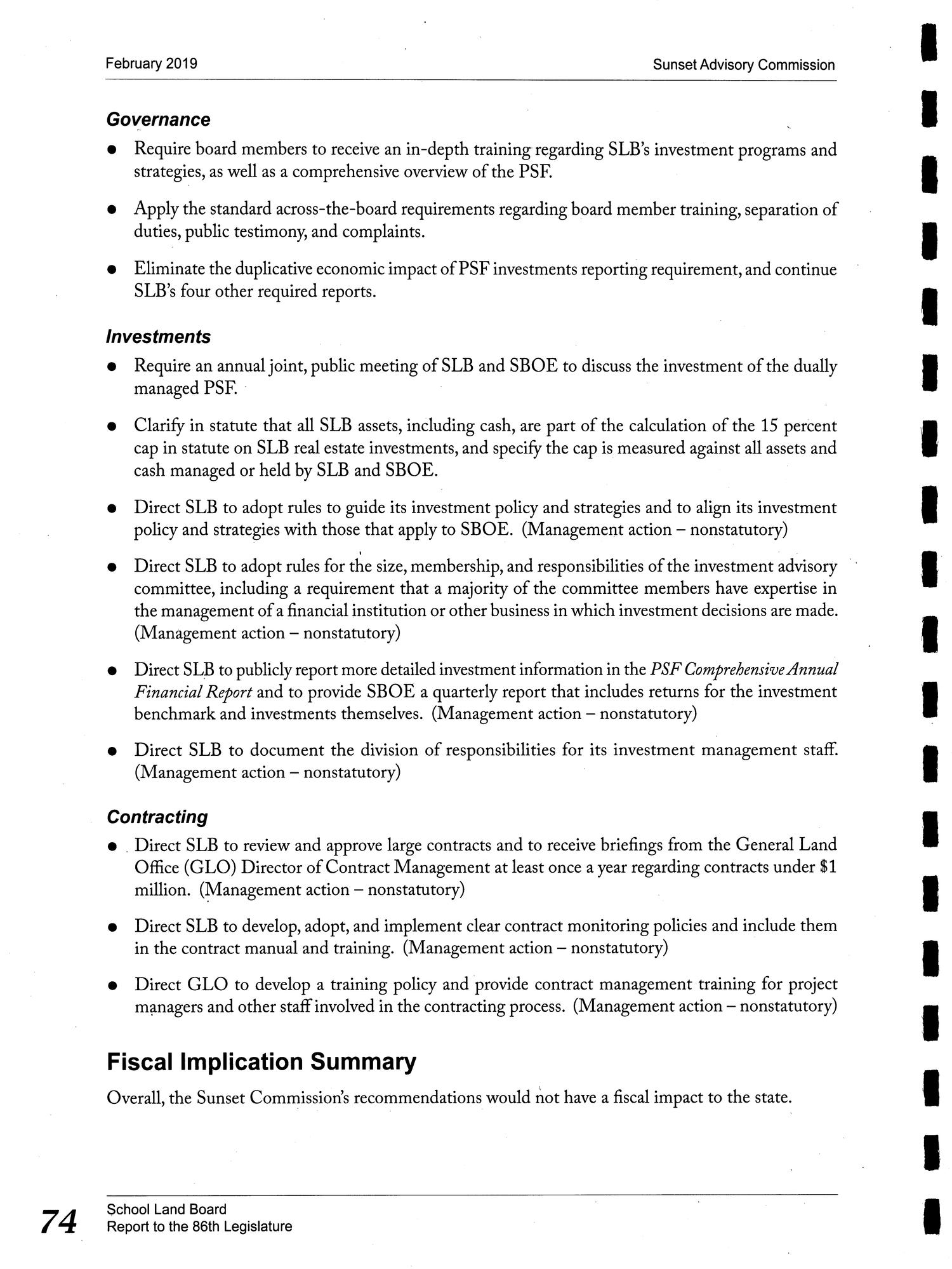 Report to the 86th Legislature: Sunset Advisory Commission
                                                
                                                    74
                                                
