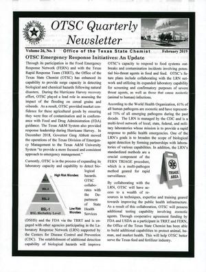 Primary view of object titled 'OTSC Quarterly Newsletter, Volume 26, Number 1, February 2019'.
