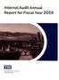 Report: Texas Department of Insurance Internal Audit Annual Report: 2019