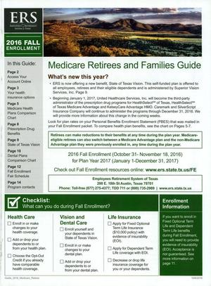 Primary view of object titled '2016 Fall Enrollment: Medicare Retirees and Families Guide'.