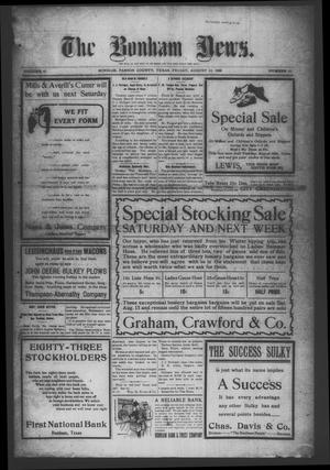 Primary view of object titled 'The Bonham News. (Bonham, Tex.), Vol. 43, No. 32, Ed. 1 Friday, August 14, 1908'.