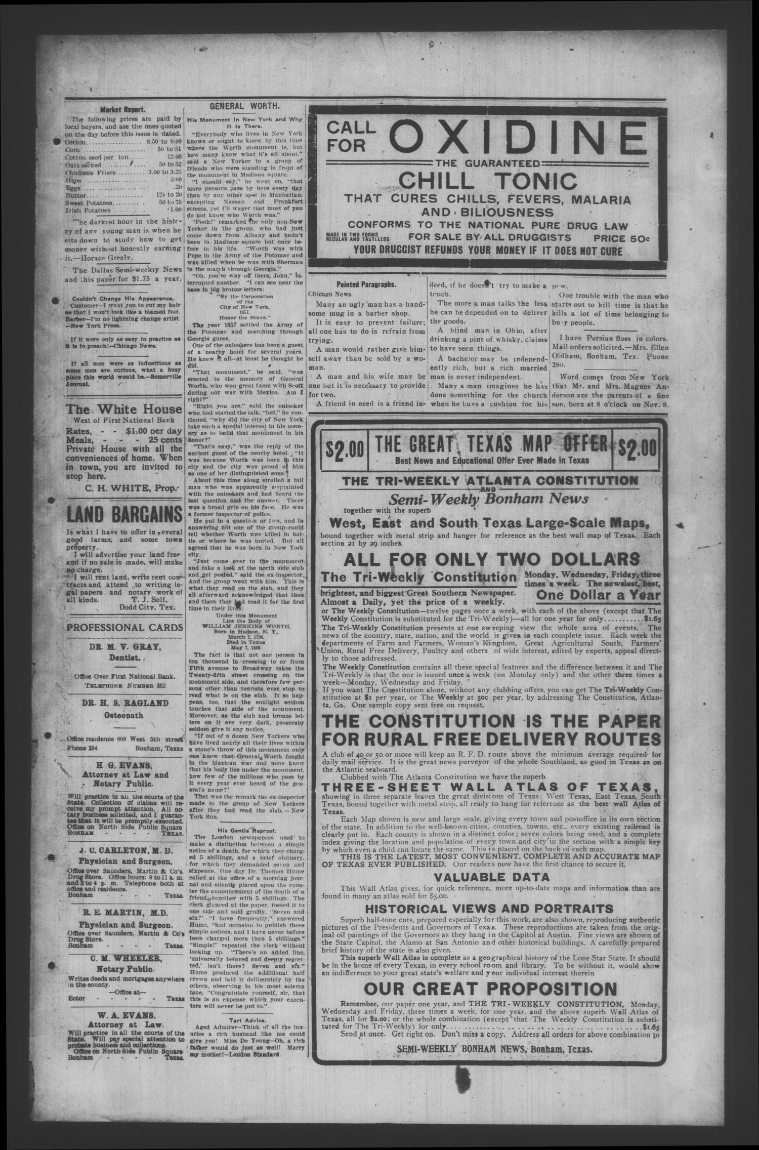 The Bonham News. (Bonham, Tex.), Vol. 43, No. 58, Ed. 1 Friday, November 13, 1908
                                                
                                                    [Sequence #]: 7 of 8
                                                