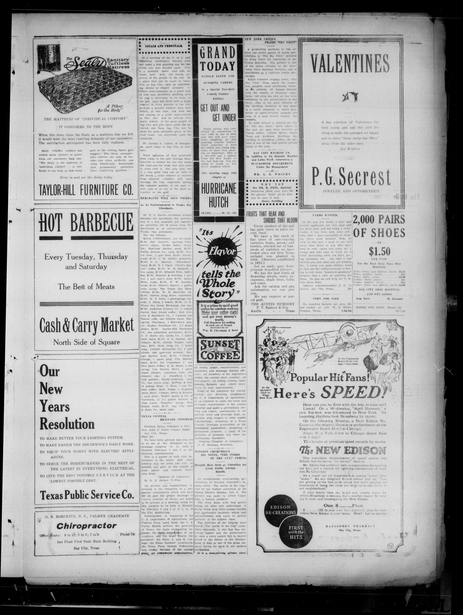 The Daily Tribune (Bay City, Tex.), Vol. 17, No. 45, Ed. 1 Friday, February 3, 1922
                                                
                                                    [Sequence #]: 3 of 4
                                                