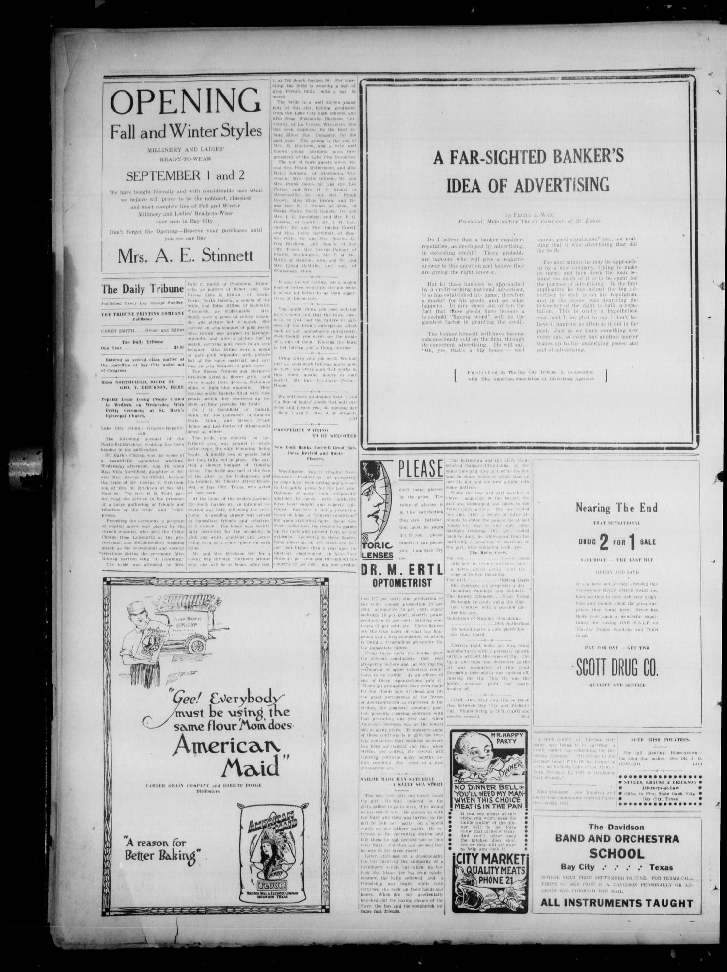 The Daily Tribune (Bay City, Tex.), Vol. 17, No. 211, Ed. 1 Friday, September 1, 1922
                                                
                                                    [Sequence #]: 2 of 4
                                                
