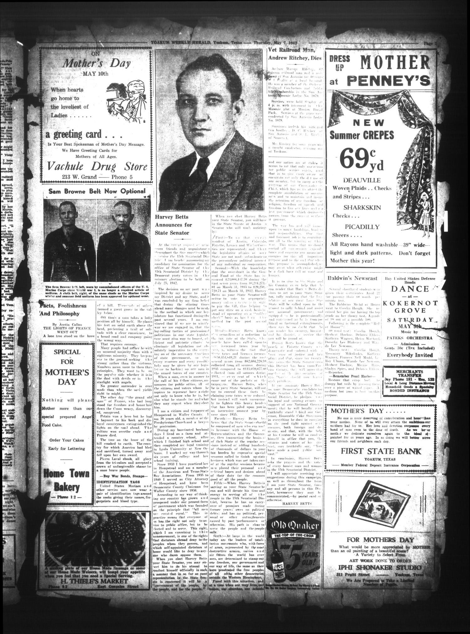 Yoakum Weekly Herald (Yoakum, Tex.), Vol. 46, No. [6], Ed. 1 Thursday, May 7, 1942
                                                
                                                    [Sequence #]: 7 of 8
                                                