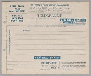 Primary view of object titled '[Blank Telegram Form With Handwritten Itemized List]'.
