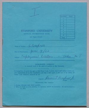 Primary view of object titled '[Examination booklet from Stanford University, June 8, 1962]'.