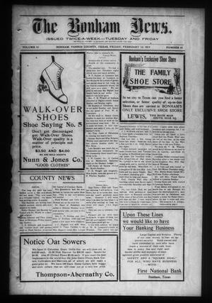 Primary view of object titled 'The Bonham News. (Bonham, Tex.), Vol. 43, No. 84, Ed. 1 Friday, February 12, 1909'.