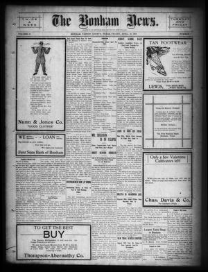 Primary view of object titled 'The Bonham News. (Bonham, Tex.), Vol. 44, No. 2, Ed. 1 Friday, April 30, 1909'.