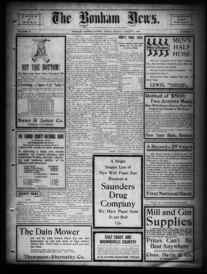 Primary view of object titled 'The Bonham News. (Bonham, Tex.), Vol. 44, No. 30, Ed. 1 Friday, August 6, 1909'.