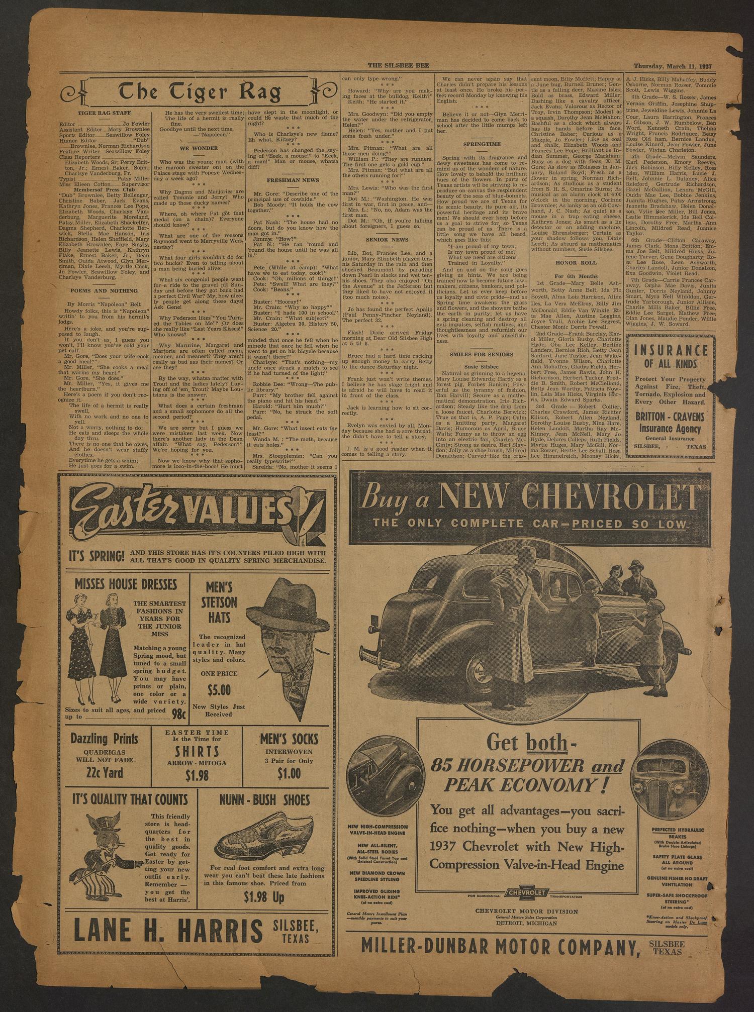 The Silsbee Bee (Silsbee, Tex.), Vol. 19, No. 10, Ed. 1 Thursday, March 11, 1937
                                                
                                                    [Sequence #]: 4 of 8
                                                