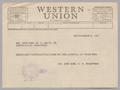 Primary view of [Telegram from Jeane and D. W. Kempner to Mr. and Mrs. W. L. Gatz, Jr., September 5, 1951]
