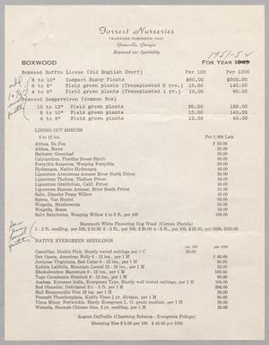 Primary view of object titled '[Price List from Forrest Nurseries for Year 1951-52]'.
