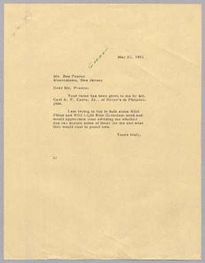 Primary view of object titled '[Letter from Daniel W. Kempner to Rex D. Pearce, May 22, 1951]'.