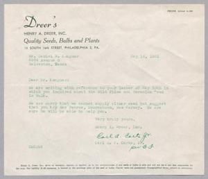 Primary view of object titled '[Letter from Dreer's to Daniel W. Kempner, May 14, 1951]'.