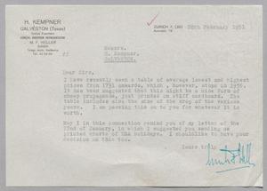 Primary view of object titled '[Letter From Mark F. Heller to H. Kempner, February 28, 1951]'.