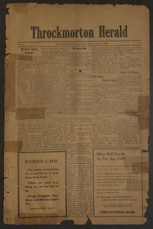 Primary view of object titled 'Throckmorton Herald (Throckmorton, Tex.), Vol. 1, No. 8, Ed. 1 Friday, October 15, 1920'.