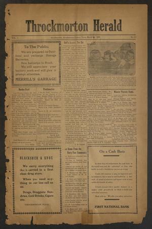 Primary view of Throckmorton Herald (Throckmorton, Tex.), Vol. 1, No. 29, Ed. 1 Friday, March 11, 1921