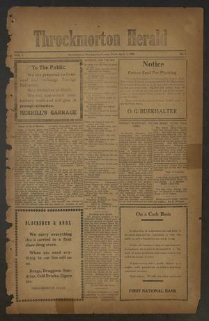 Primary view of object titled 'Throckmorton Herald (Throckmorton, Tex.), Vol. 1, No. 32, Ed. 1 Friday, April 1, 1921'.