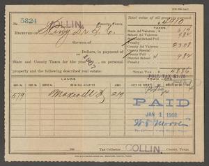 Primary view of object titled '[Collin County Tax Receipt #5824]'.