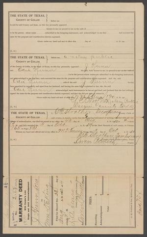 Primary view of object titled '[Warranty Deed: J. Hunn and Odie Hunn to Mrs. D. E. King]'.