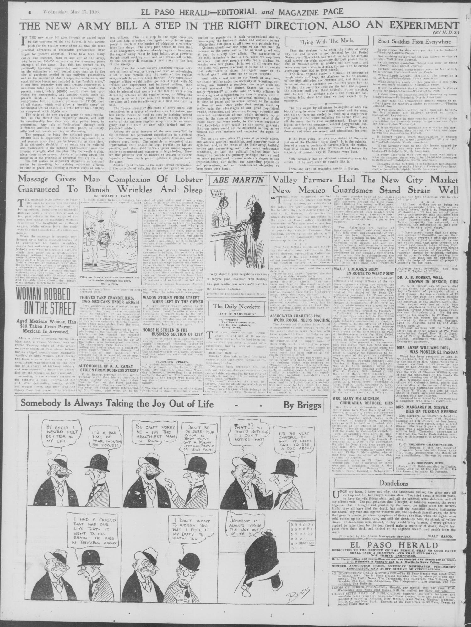 El Paso Herald (El Paso, Tex.), Ed. 1, Wednesday, May 17, 1916
                                                
                                                    [Sequence #]: 6 of 14
                                                