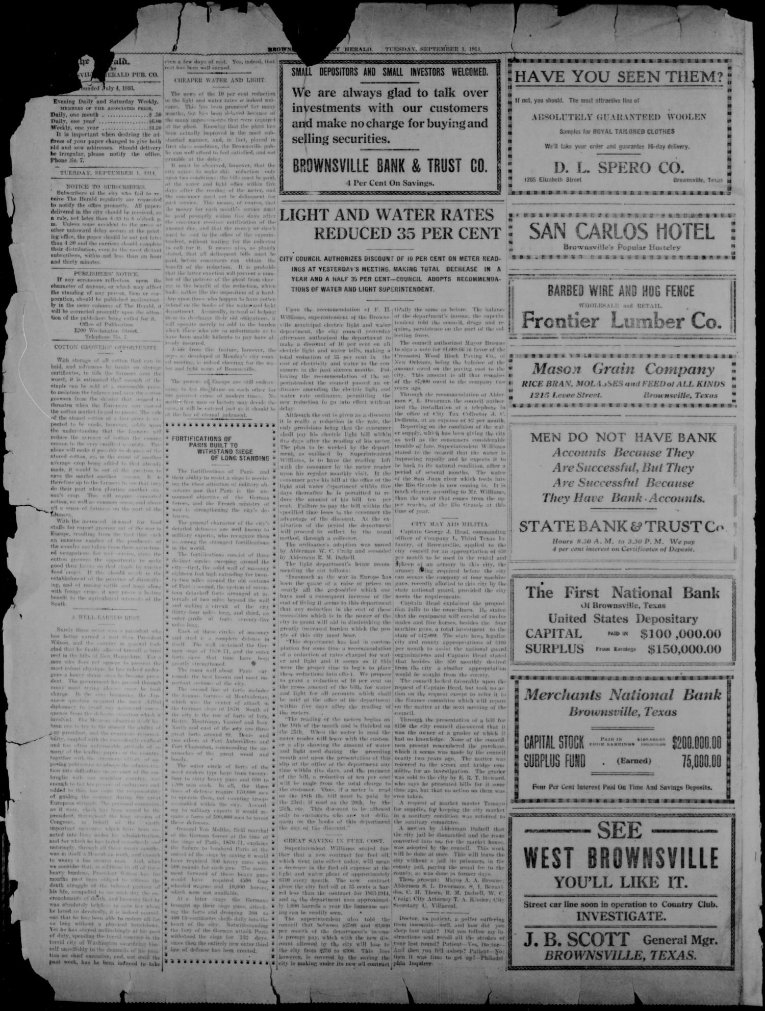 Brownsville Herald (Brownsville, Tex.), Vol. 22, No. 51, Ed. 1 Tuesday, September 1, 1914
                                                
                                                    [Sequence #]: 2 of 6
                                                