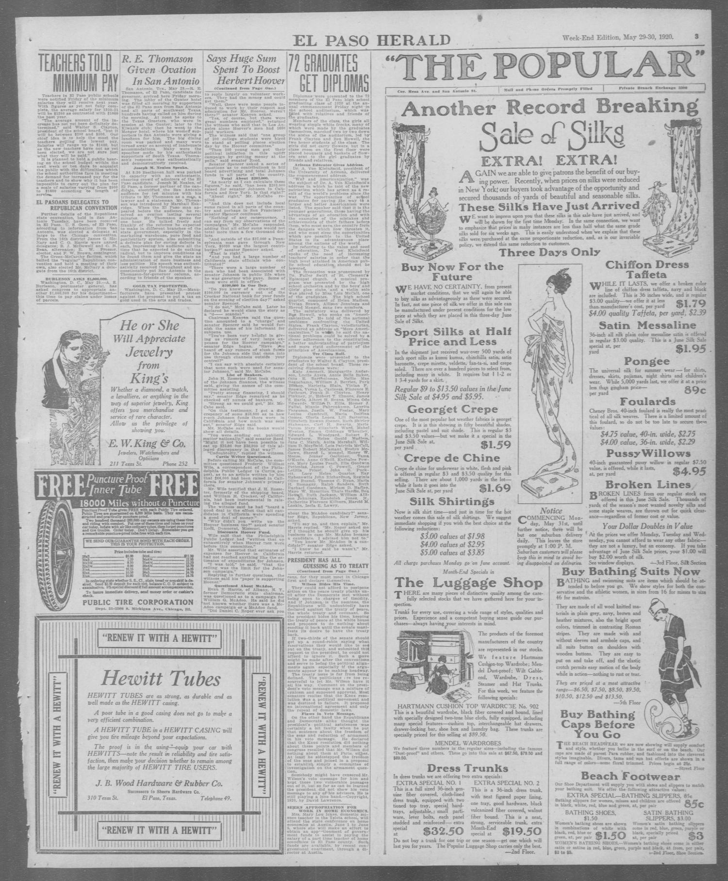 El Paso Herald (El Paso, Tex.), Ed. 1, Saturday, May 29, 1920
                                                
                                                    [Sequence #]: 3 of 32
                                                