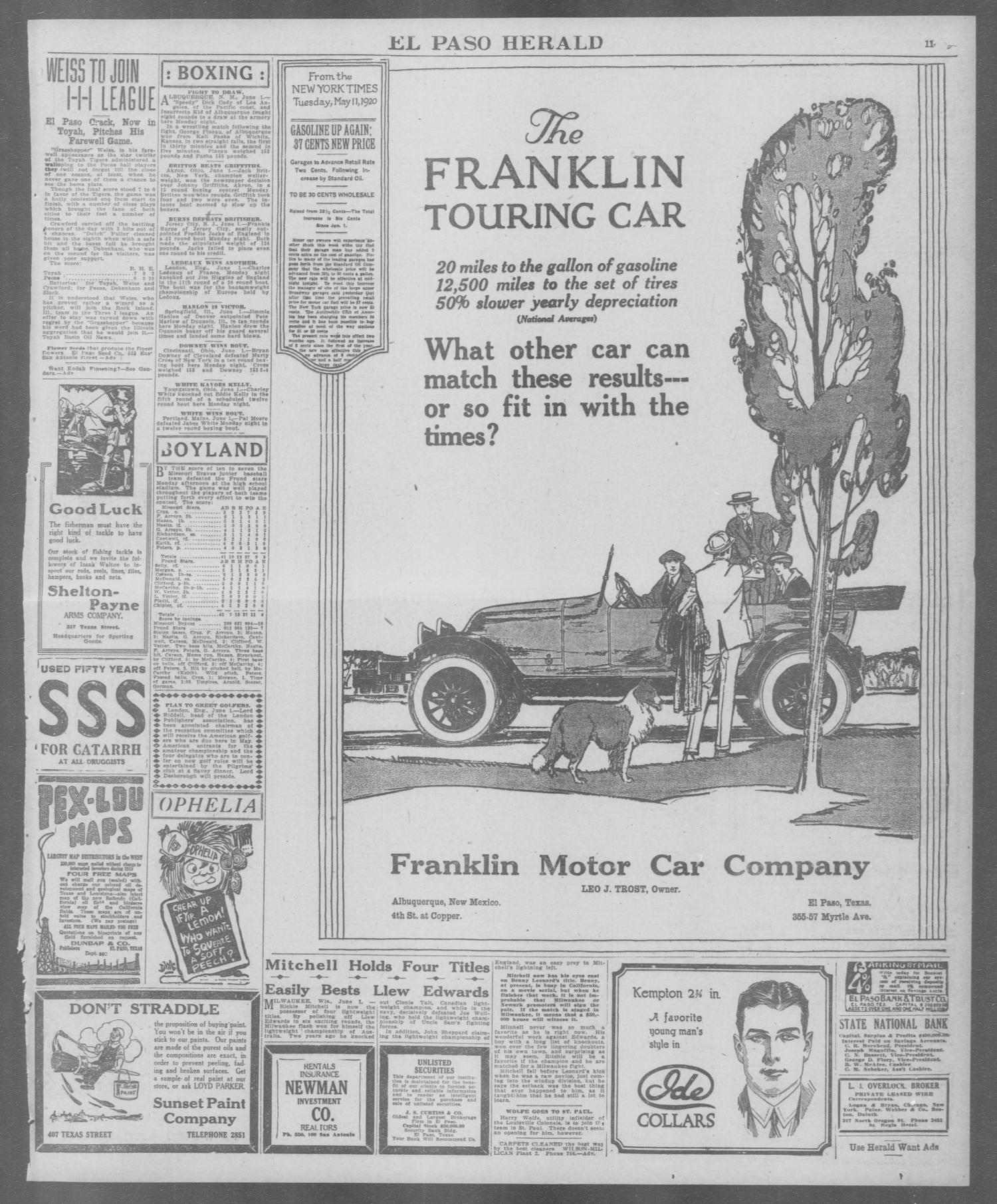 El Paso Herald (El Paso, Tex.), Ed. 1, Tuesday, June 1, 1920
                                                
                                                    [Sequence #]: 11 of 14
                                                