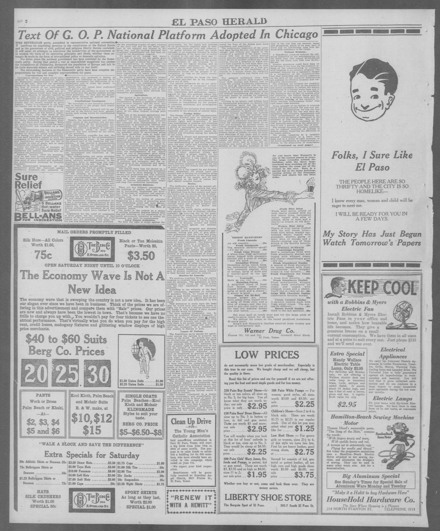 El Paso Herald (El Paso, Tex.), Ed. 1, Friday, June 11, 1920
                                                
                                                    [Sequence #]: 2 of 16
                                                