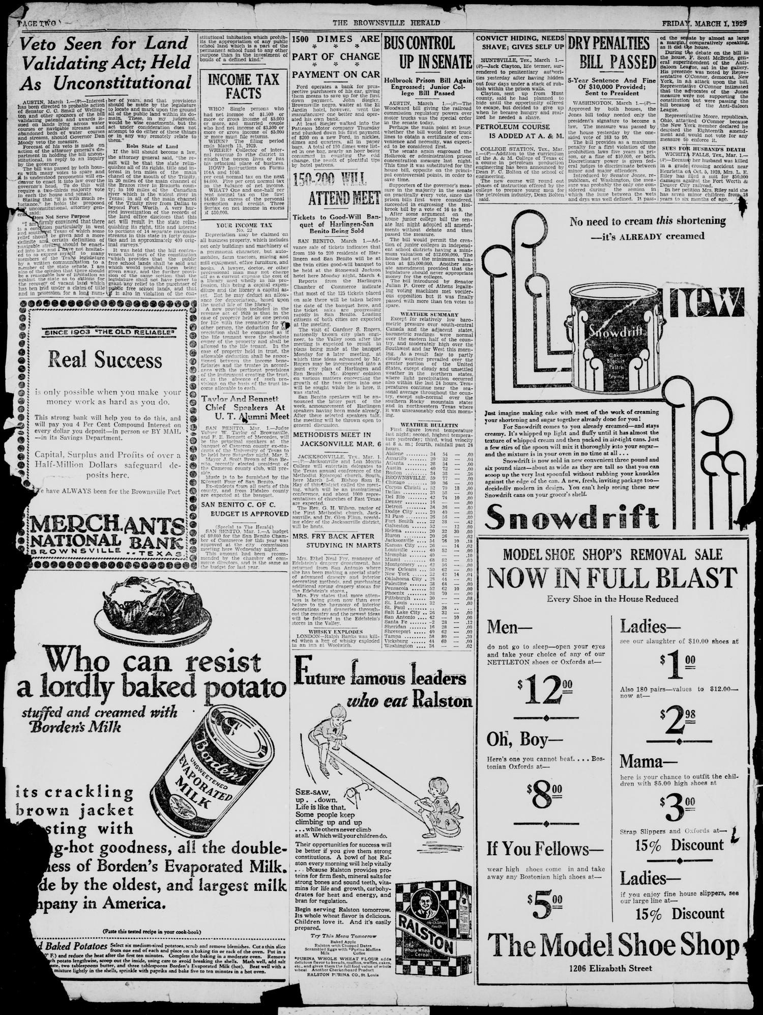 The Brownsville Herald (Brownsville, Tex.), Vol. 37, No. 240, Ed. 1 Friday, March 1, 1929
                                                
                                                    [Sequence #]: 2 of 12
                                                