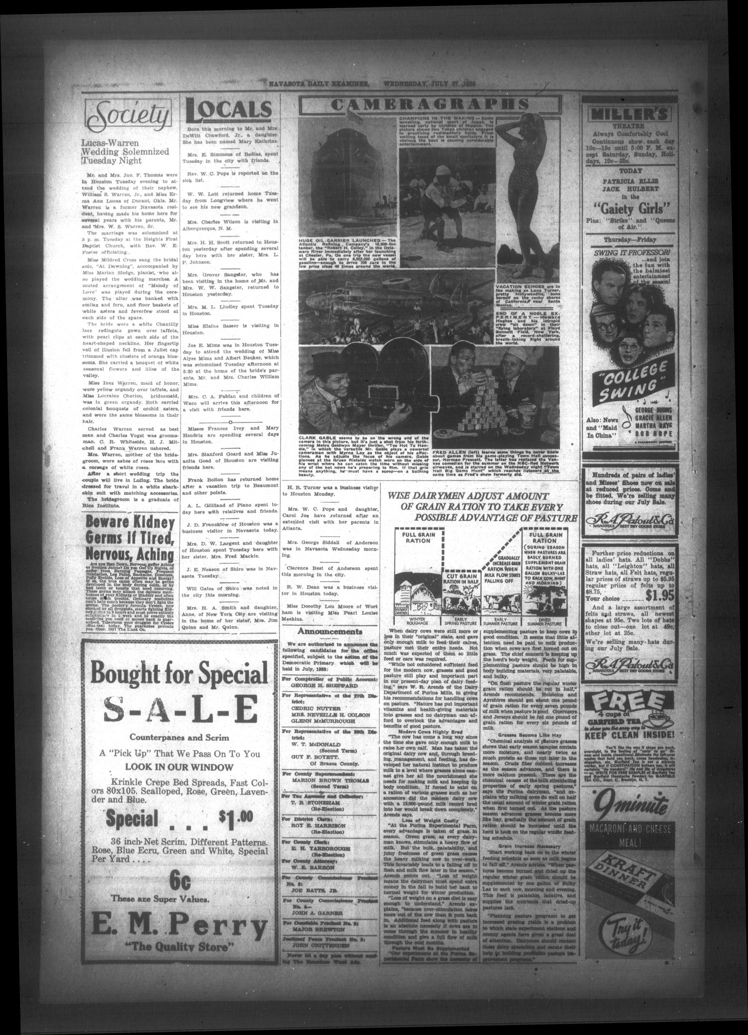 Navasota Daily Examiner (Navasota, Tex.), Vol. 40, No. 129, Ed. 1 Wednesday, July 27, 1938
                                                
                                                    [Sequence #]: 4 of 4
                                                