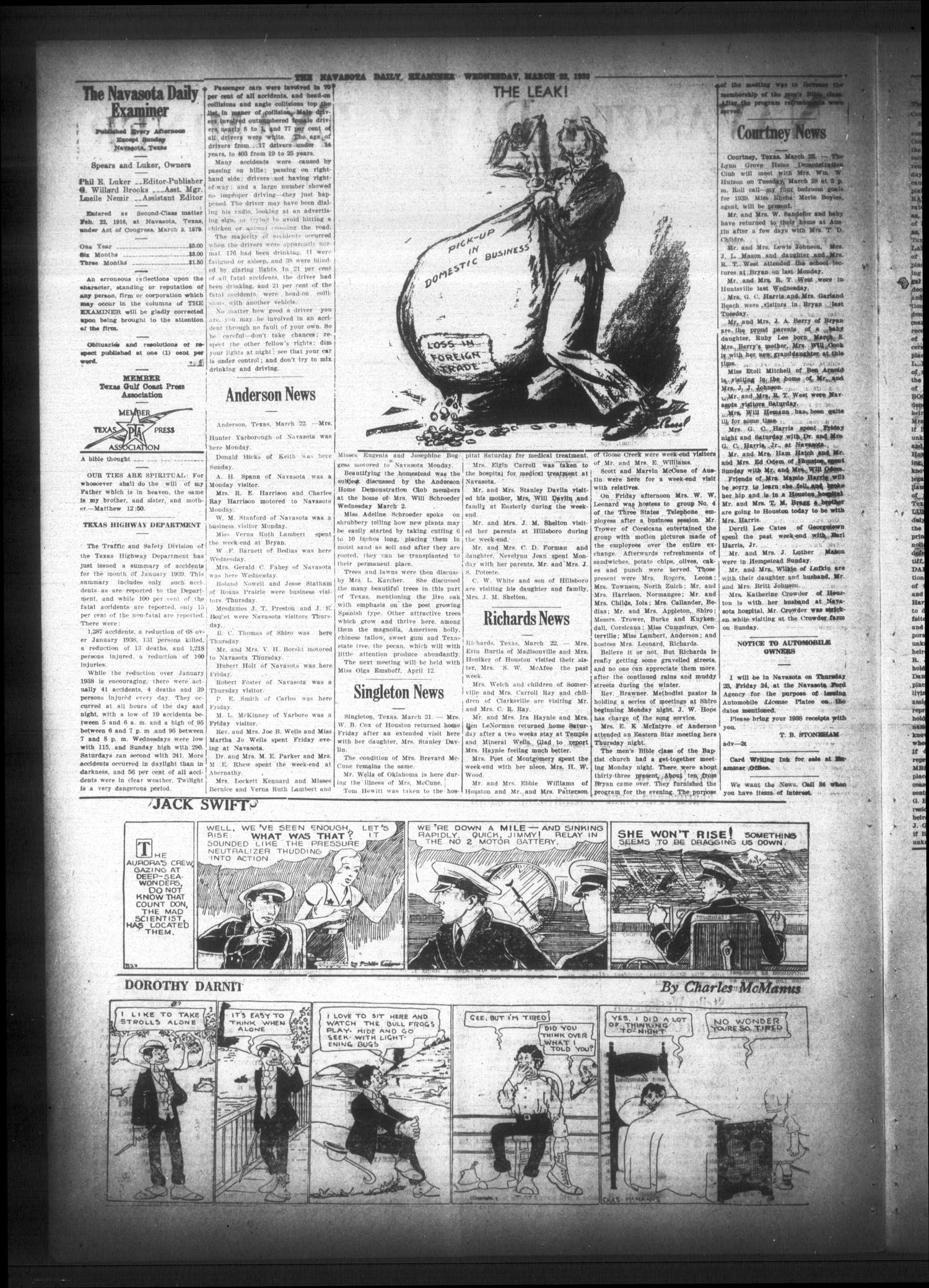 Navasota Daily Examiner (Navasota, Tex.), Vol. 44, No. 21, Ed. 1 Wednesday, March 22, 1939
                                                
                                                    [Sequence #]: 2 of 4
                                                
