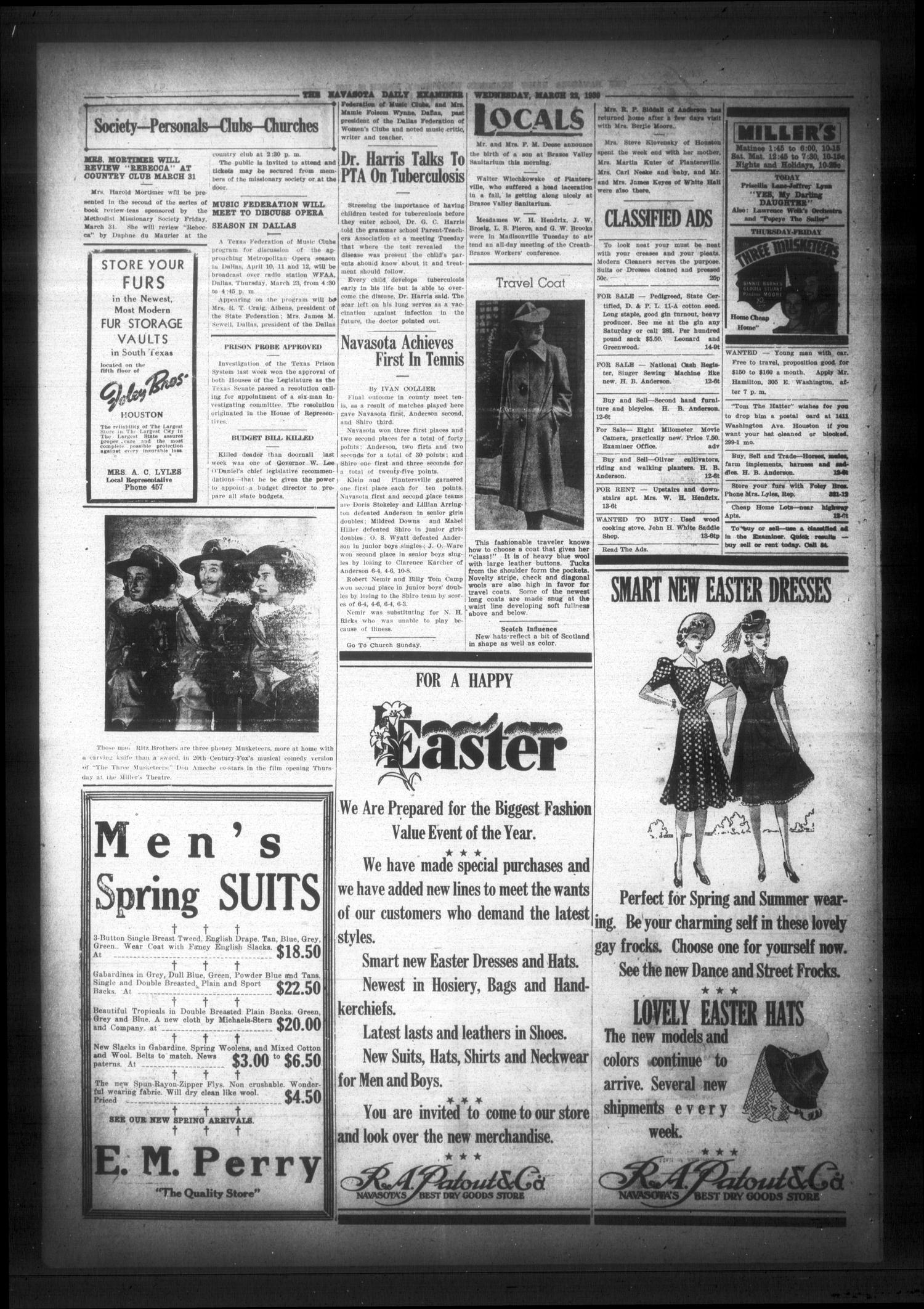 Navasota Daily Examiner (Navasota, Tex.), Vol. 44, No. 21, Ed. 1 Wednesday, March 22, 1939
                                                
                                                    [Sequence #]: 4 of 4
                                                