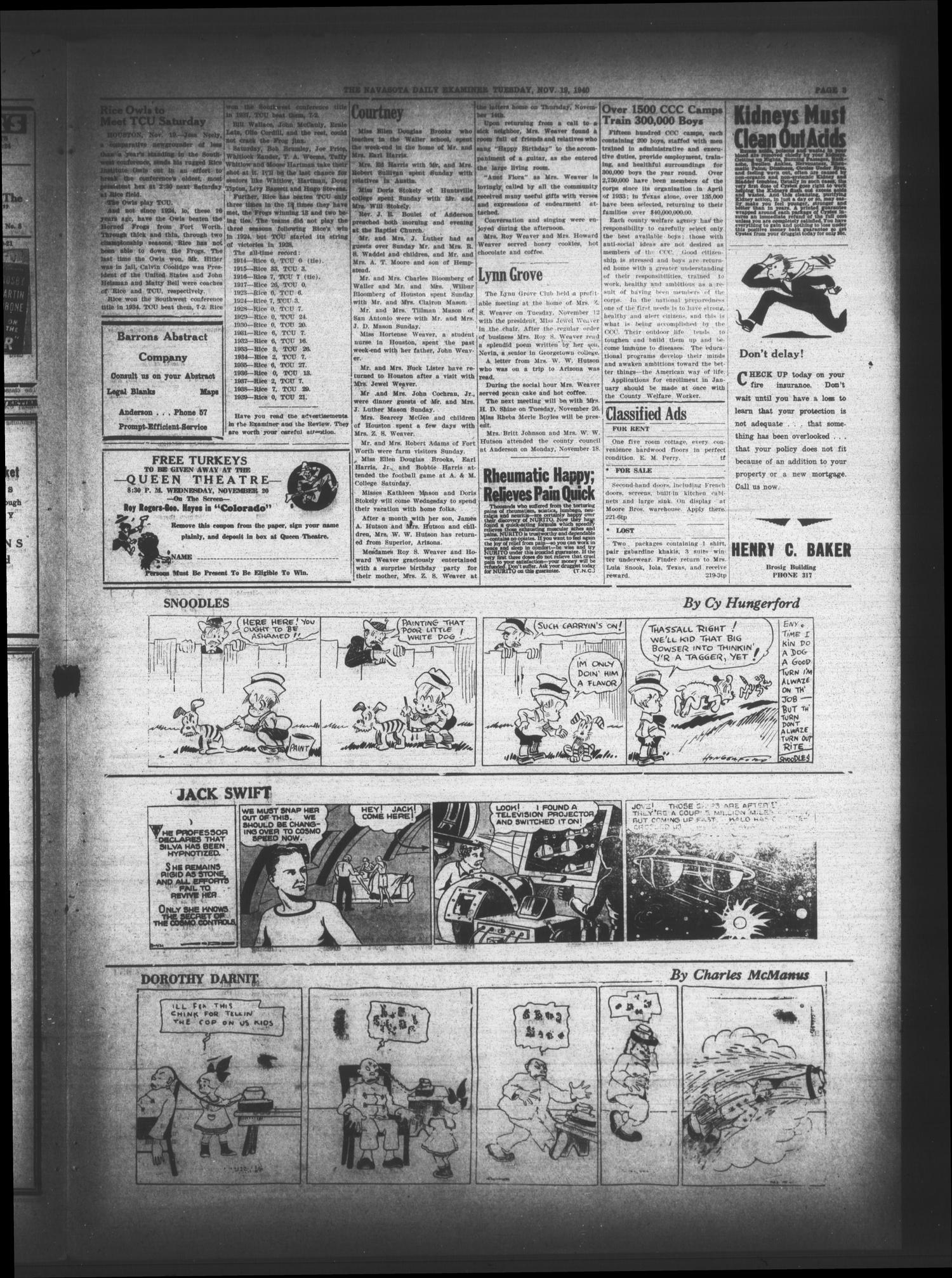 Navasota Daily Examiner (Navasota, Tex.), Vol. 46, No. 221, Ed. 1 Tuesday, November 19, 1940
                                                
                                                    [Sequence #]: 3 of 4
                                                
