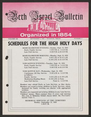 Primary view of object titled 'Beth Israel Bulletin, Volume 104, Number 3, September 1958'.
