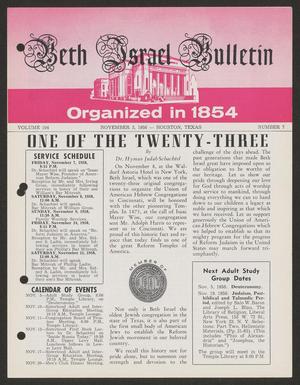 Primary view of object titled 'Beth Israel Bulletin, Volume 104, Number 7, November 1958'.